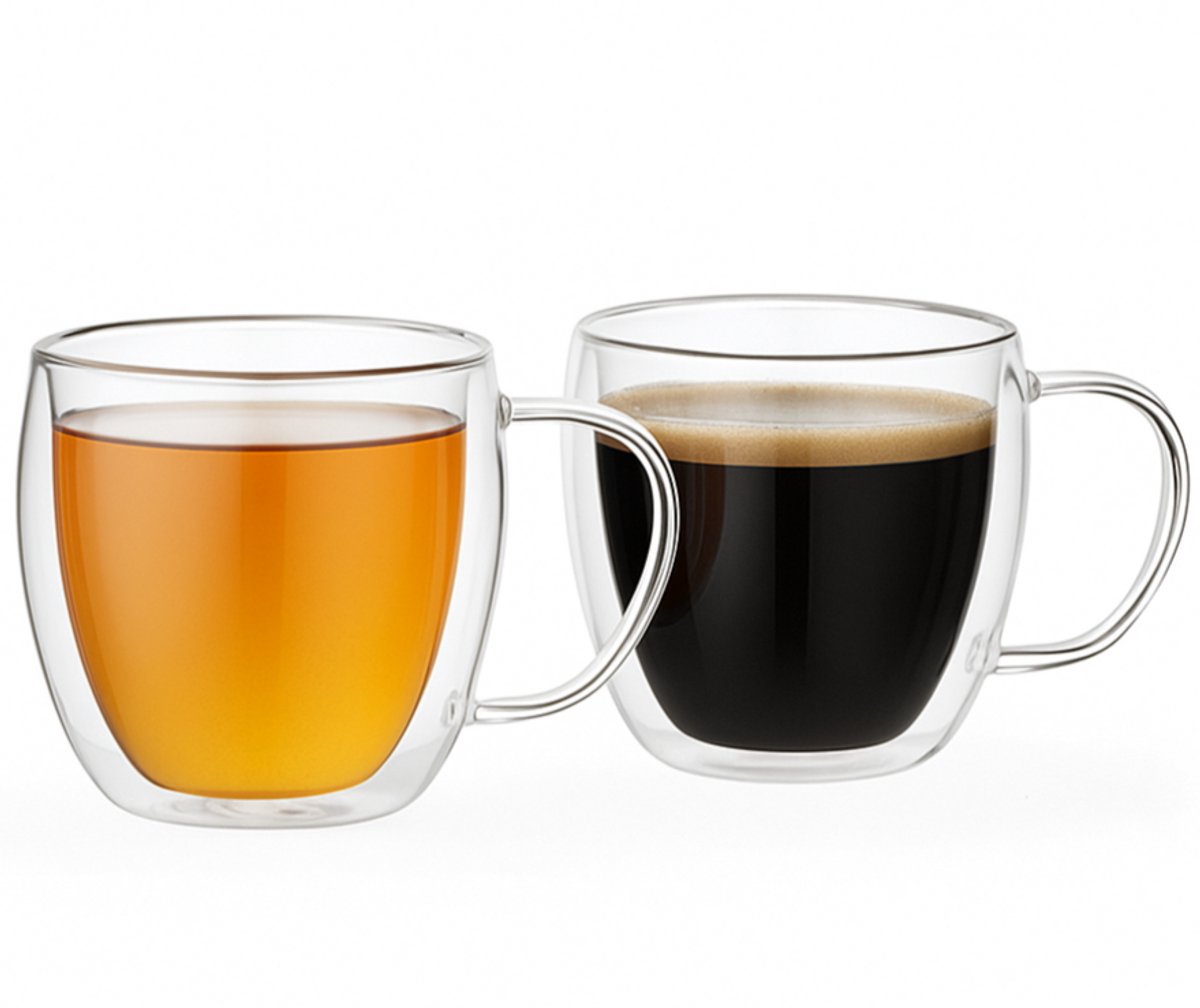Cookinglife Koffieglazen Barista 280 ml – Set van 2 – Dubbelwandig Met Oor Voor Koffie & Thee – Elegant Design