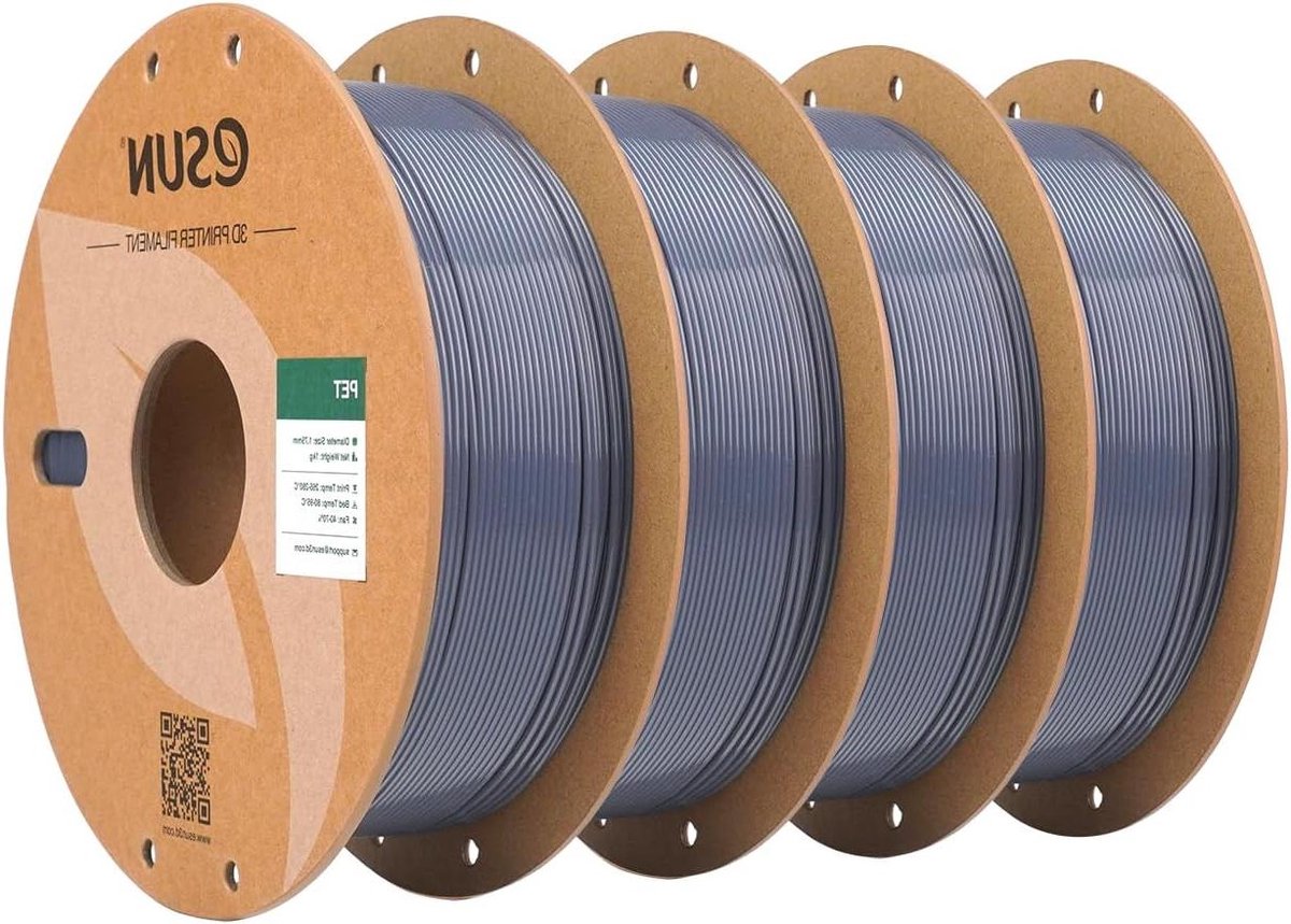 3D Printer Filament - PET Draad - Robuuste Prints Maken - Hoge Treksterkte - 1.75mm 4KG - Transparant Grijs