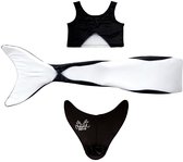 Mermaid Sisters Zeemeermin Staart Set voor Meisjes - Zwart/Wit - Maat 134-146 - Monovin & Bikini Zeemeermin Zwemkleding