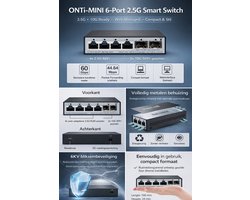 6-poorts 10Gb Ethernet Switch met 4x2.5G en 2x10G poorten