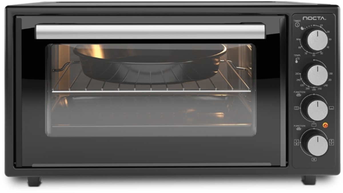 Nocta Elektrische Hetelucht Oven 50L – Vrijstaande Oven Zwart 2000W – Turbo Fan, Grill, Timer, Verlichting en Ontdooifunctie – foto 3