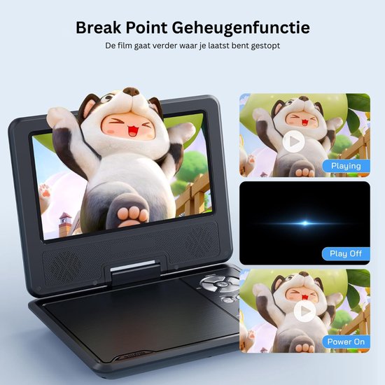 VLSelect® DVD Speler Auto - Draagbare DVD Speler - Portable DVD Speler - 9,5 Inch — afbeelding 3