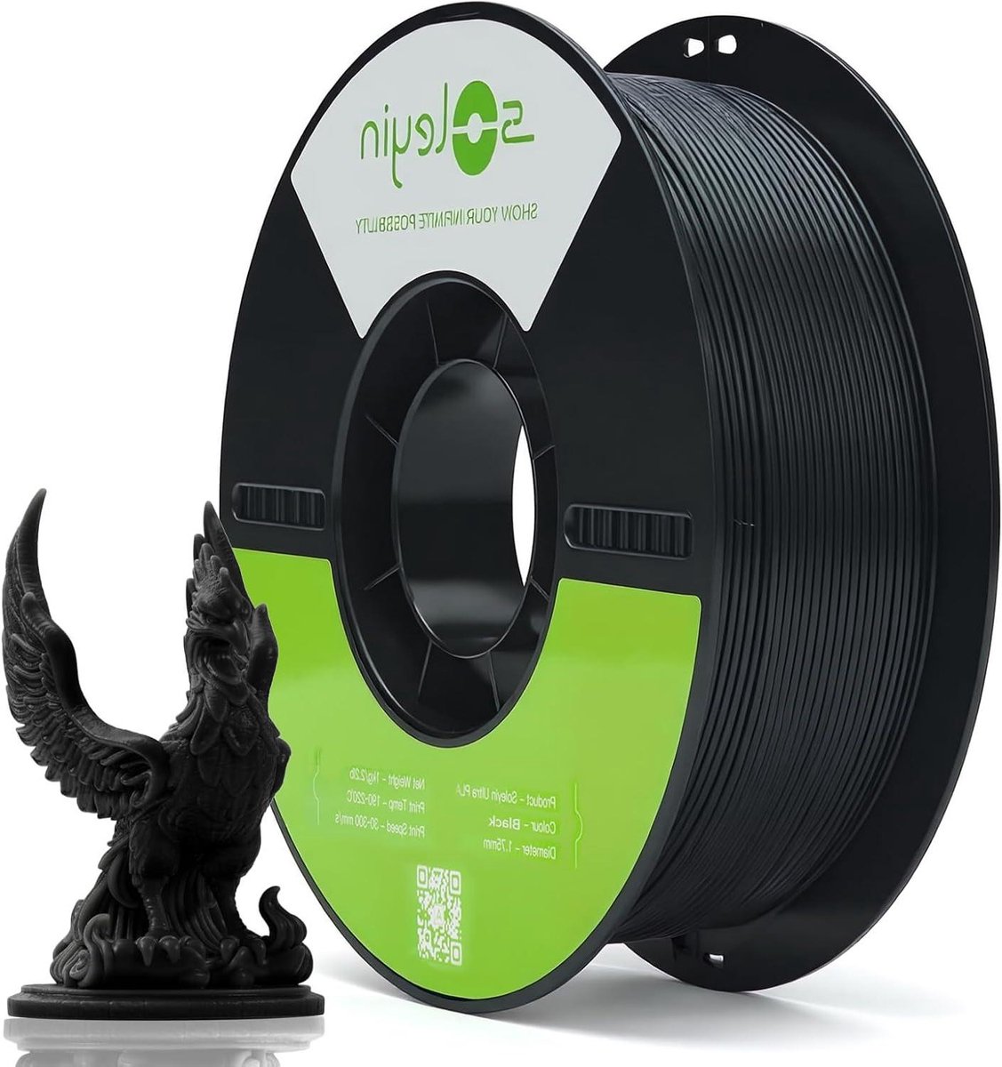 3D Printer Filament - PLA Draad - Snel Printen - Hoge Printsnelheid - 1 kg - Mat Zwart