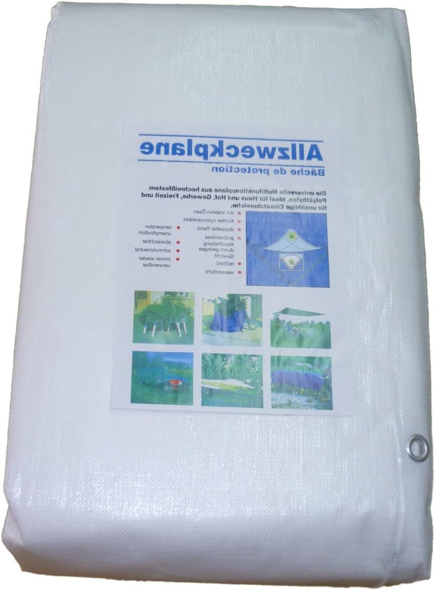 Zeildoek 260gr m2 - Universeel Dekzeil - Alles Afdekken - Waterdicht en UV-bestendig - 6m x 10m - Wit