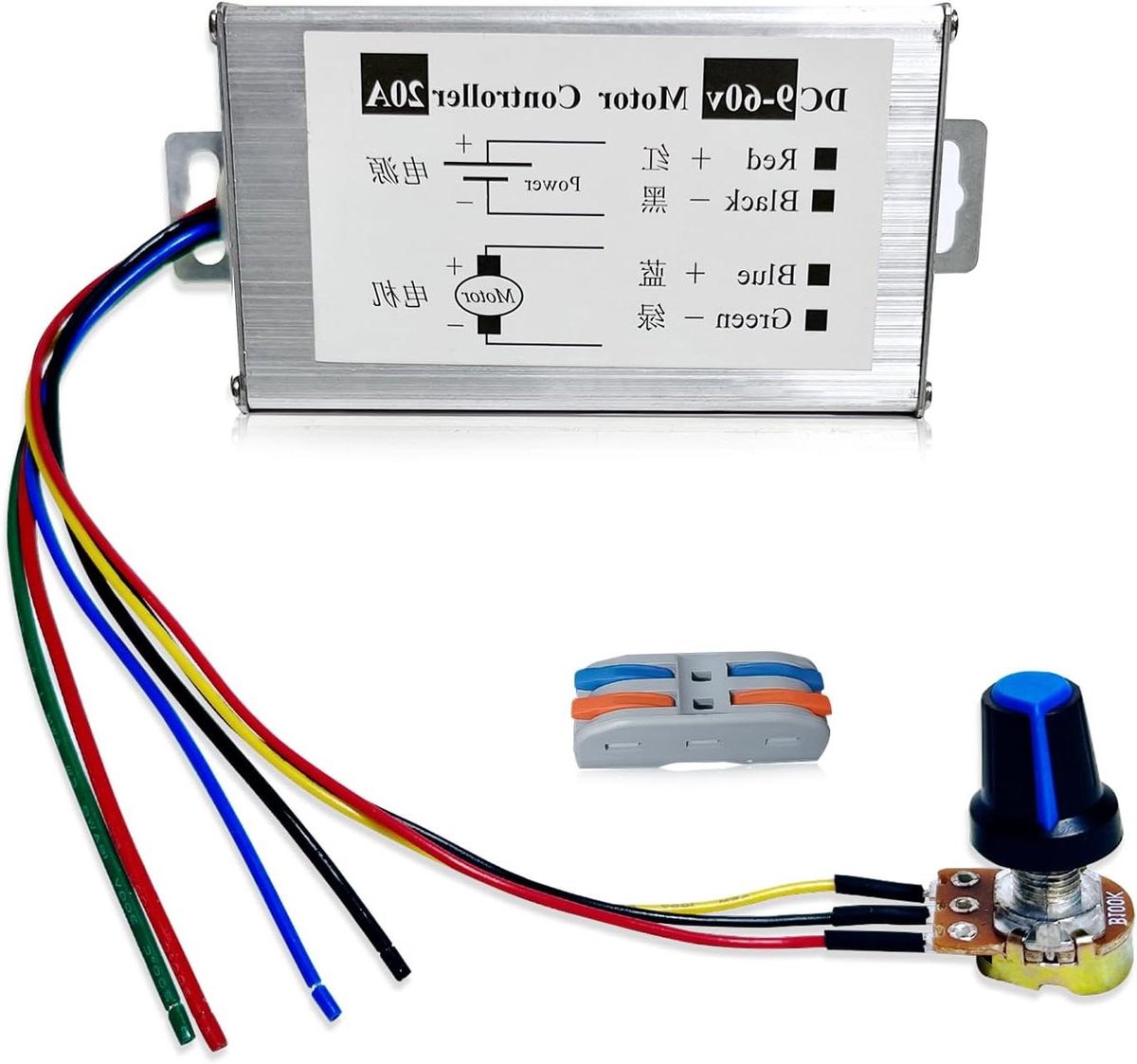 Motor Snelheid Controller - PWM Regulator - Motoren Regelbaar Maken - Breed Spanningsbereik - 0-20A - Zwart