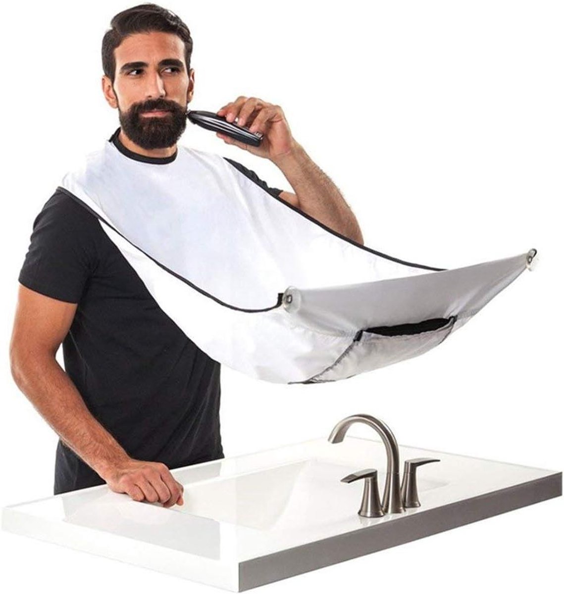 Baardschort Heren - Scheerschort Baard - Netjes Scheren - Dubbele Zuignappen - 40 gram - Wit