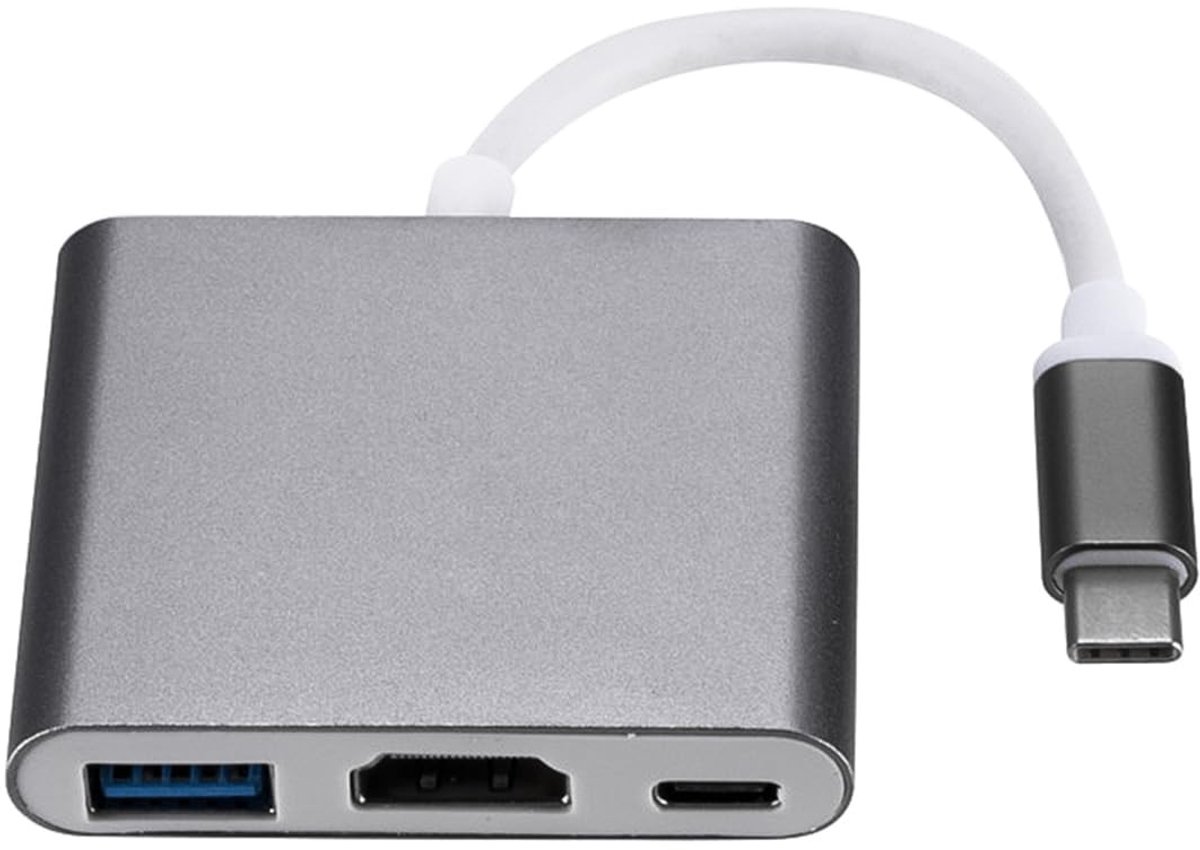 Store_8 - USB Type C Hub - 3 in 1 Adapter - HDMI USB 3.1 - Grijs - 4K Ondersteuning - Ideaal voor Laptop en Projector - Compact ontwerp