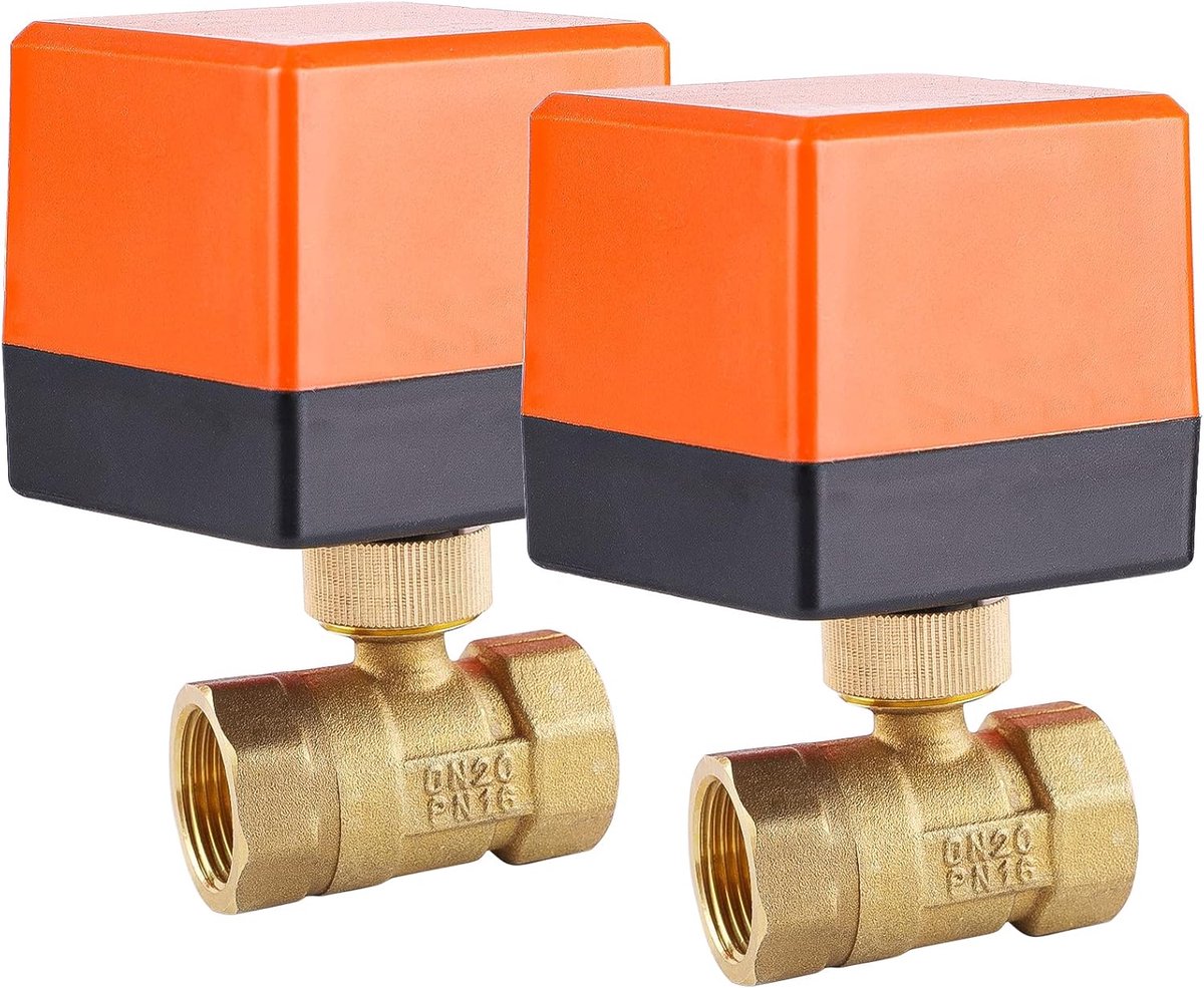 2pcs motorized solenoid valve - 2 way motorized valve - DN20 - 3/4 inch - AC 230V - brass zone valve - motorized ball valve - elektrische klep