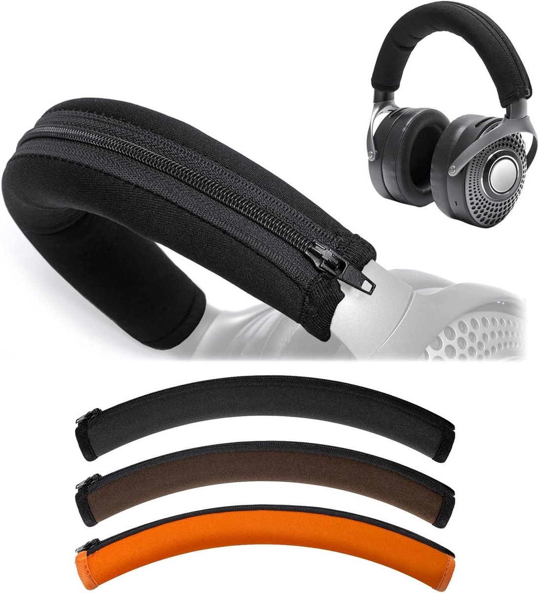 Hoofdbandhoes Vervanging - Hoofdtelefoon Kussen - Comfortabel Luisteren - Wasbaar Neopreen - 24.5 cm Lengte - Zwart