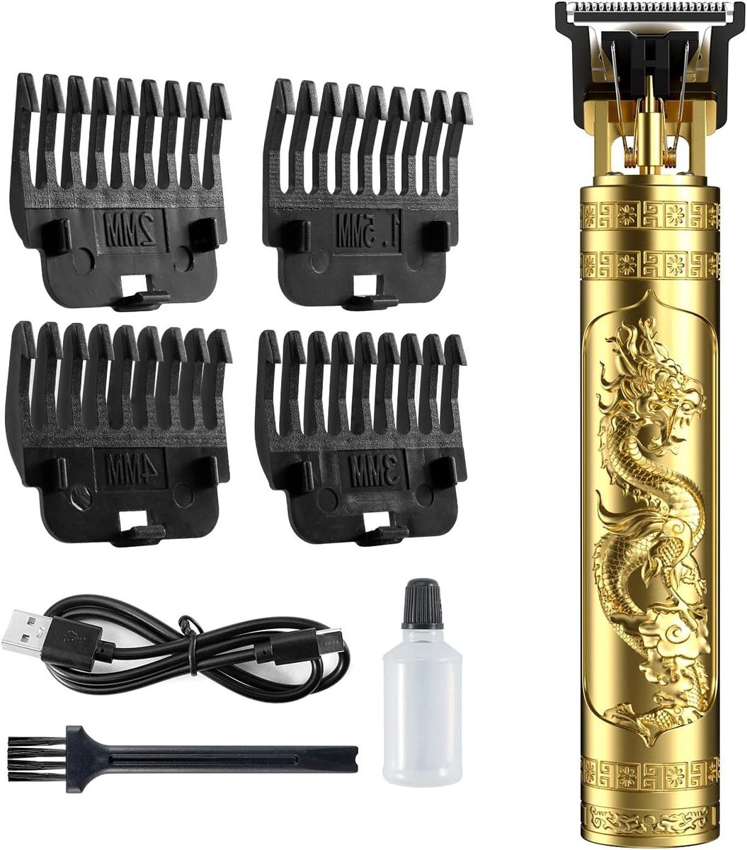 Haartrimmer Set - Snoerloze Trimmer - Thuis Kapsel Maken - Krachtige Stille Motor - 3 Uur Opladen - Goud