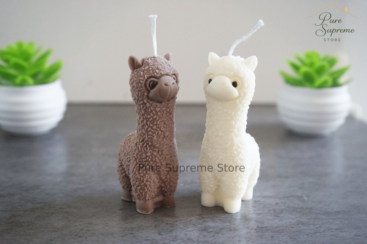Pure Supreme Store Decoratie kaarsen set alpaca bruin & wit | 2 stuks | Handgemaakt