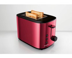 KITCHEN TOOLS broodrooster 980 W - Bruiningsniveaus: 6 - Elektronische bruiningscontrole - Ontdooifunctie gelijktijdig ontdooien en roosteren Kleur rood