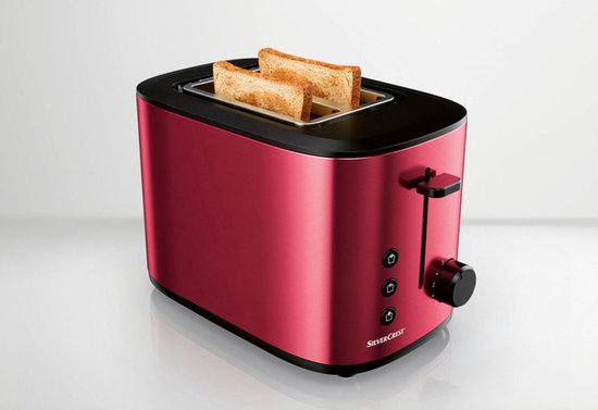 KITCHEN TOOLS broodrooster 980 W - Bruiningsniveaus: 6 - Elektronische bruiningscontrole - Ontdooifunctie gelijktijdig ontdooien en roosteren Kleur rood