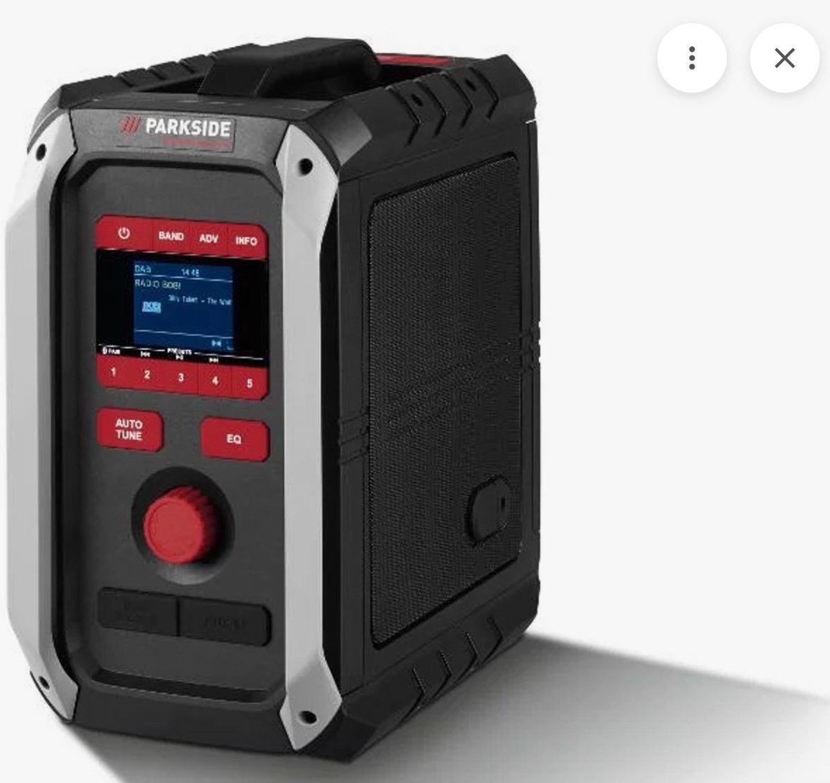 PARKSIDE PERFORMANCE® Bouwradio 20 V, 12 V, 230 V zonder accu en lader - Stroomvoorziening: stroomkabel of accu - Ontvangstgebied: DAB / DAB+ / FM / Bluetooth®