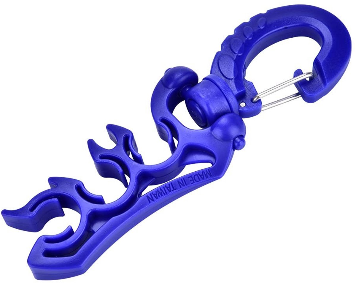 Scuba Diving Slanghouder Clip - Dubbele BCD Houder met RVS Bevestiging - Blauw
