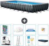 Intex Rechthoekig Ultra XTR Frame Zwembad - 975 x 488 x132 cm - Inclusief Pomp - Ladder - Grondzeil - Afdekzeil - Filterbollen - Speelgoed - 9-delig