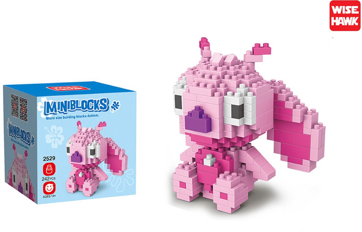 Mini Bouwstenen Roze Dier Figuur – 242 Stukjes – Creatieve Micro Bouwset – Cadeau Vanaf 14 Jaar