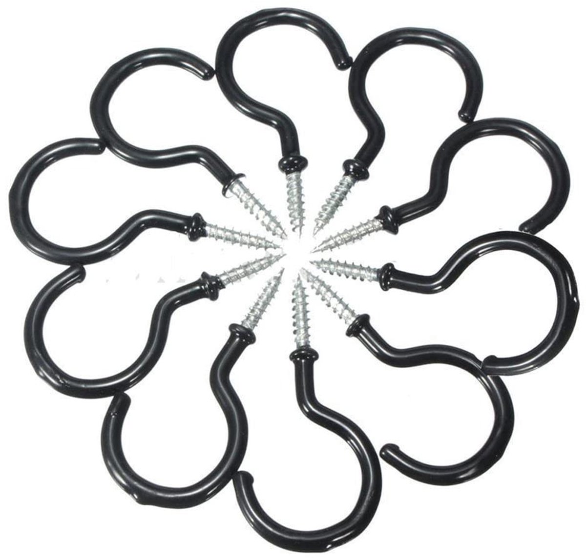Allecto - Schroefhaken - Metaal - Zwart - 25 stuks - 2 inch - Ophanghaken - Geschikt voor diverse doeleinden - Zwart metaal