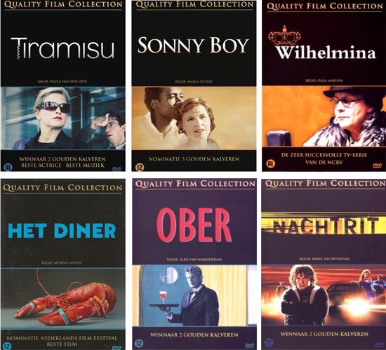 6 Nederlandse films: Ober, Wilhelmina, Sonny Boy, Tiramisu, Nacht Rit, Het Diner
