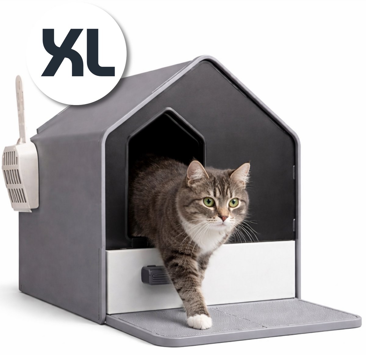 Maomi™ Design Kattenbak met Lade - Grijs - Incl. Kattenbakmat & Schepje - 46×46×41cm - Kattenbak - Katten - Kattenbak schep - Kattenbak mat - Kattenbak kast