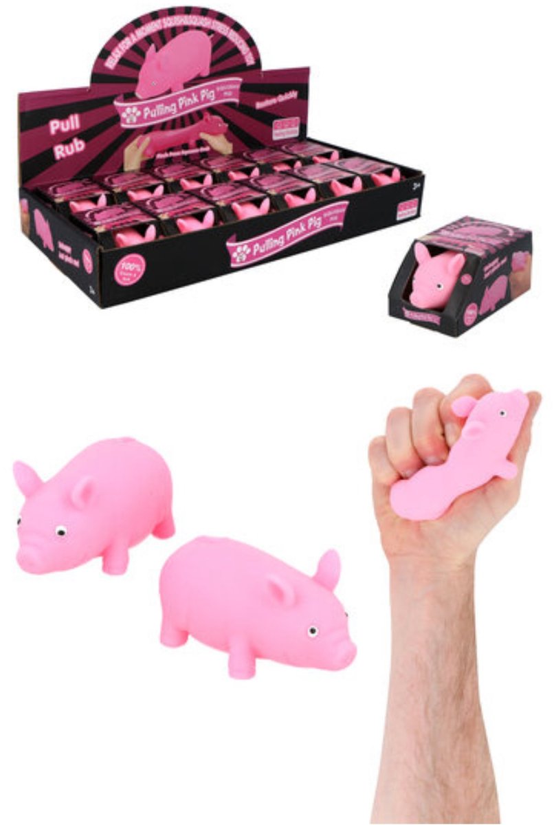 Stressbal - Varken - Pulling Pink Pig - Squishy Pig - Fidget - 2 stuks