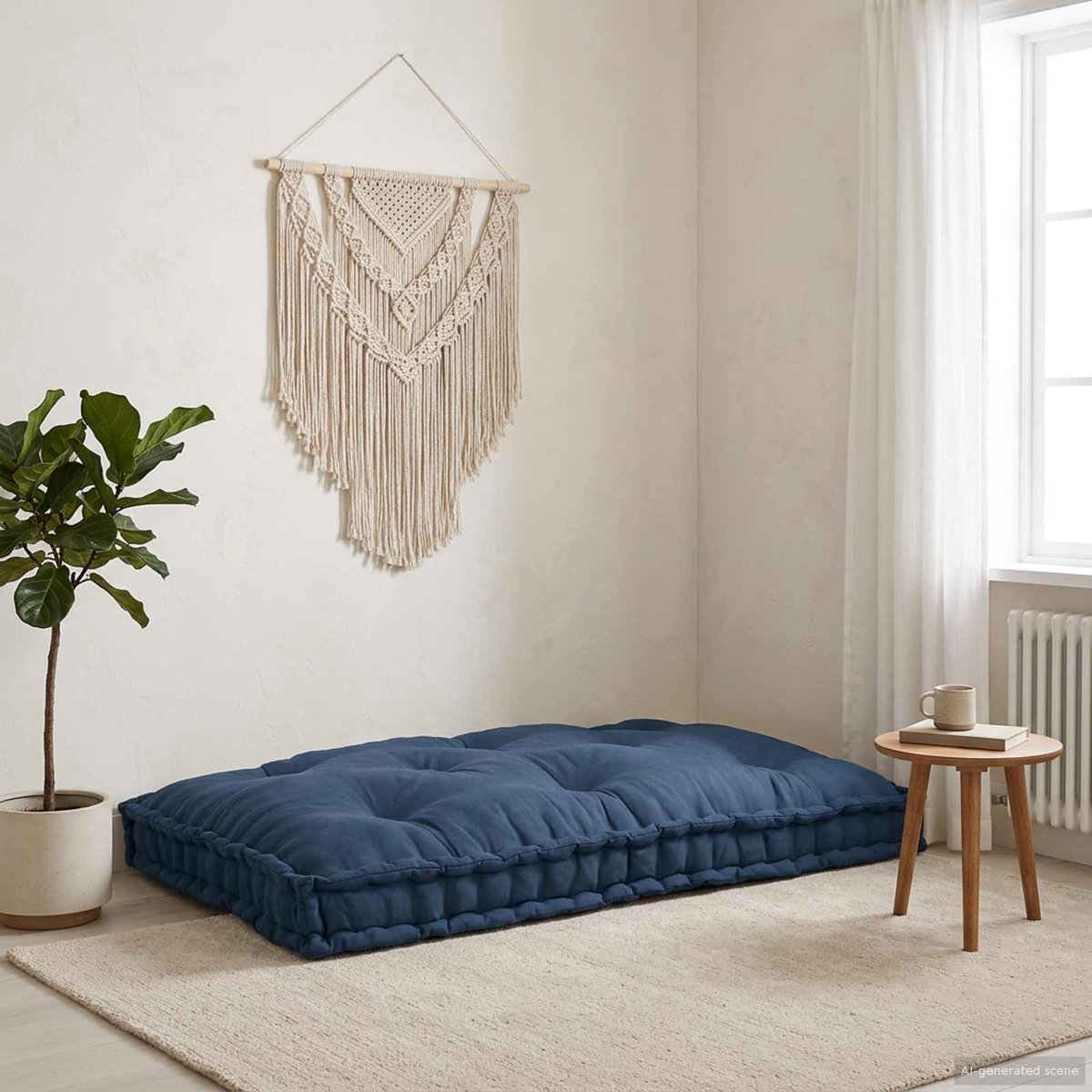 vidaXL Pallet - Sofa - Kussen - Stof - Indigo - 120 - x - 80 - x - 12 - cm