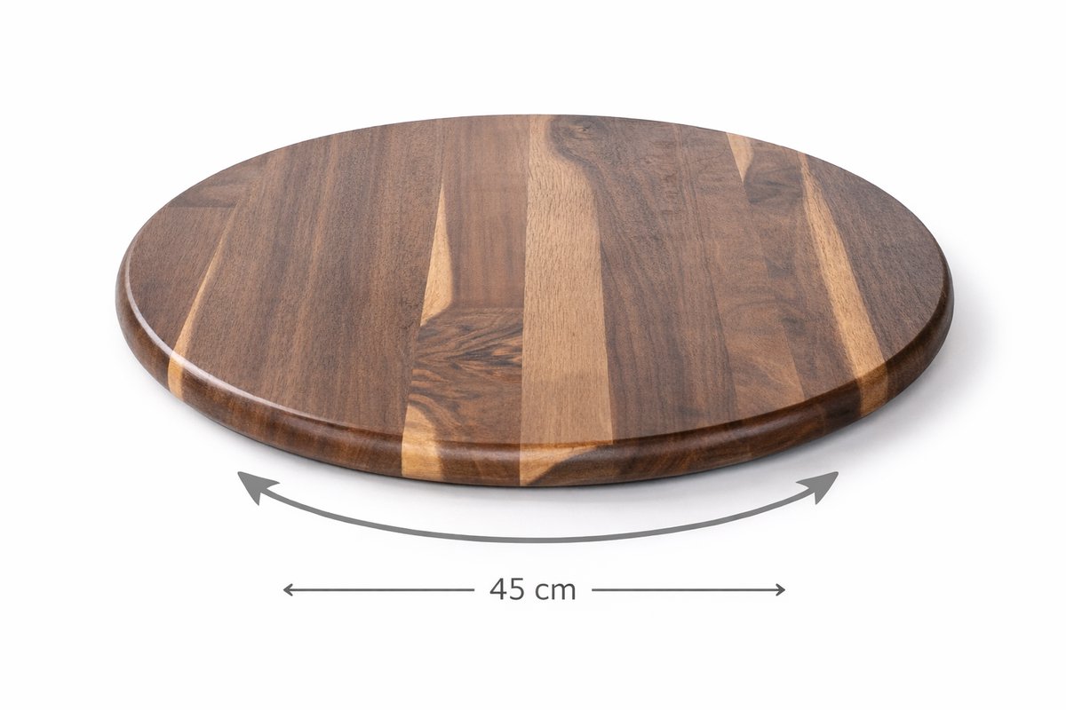 Houten Draaiplateau Ø 45 cm – Acaciahout - 360° draaiplaat - voor het serveren van kaas, worst, hamblokjes of fruit - — cadeau in Kookcadeaus - foto 7