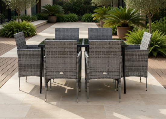 Vidaxl - 5-delige Loungeset Met Kussens – 4 Personen – Bamboe – Donkergrijs