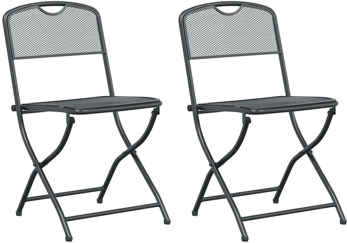 vidaXL - Tuinstoelen - 2 - pcs - Antraciet - 52,5 - x - 46 - x - 82 - cm - IJzer