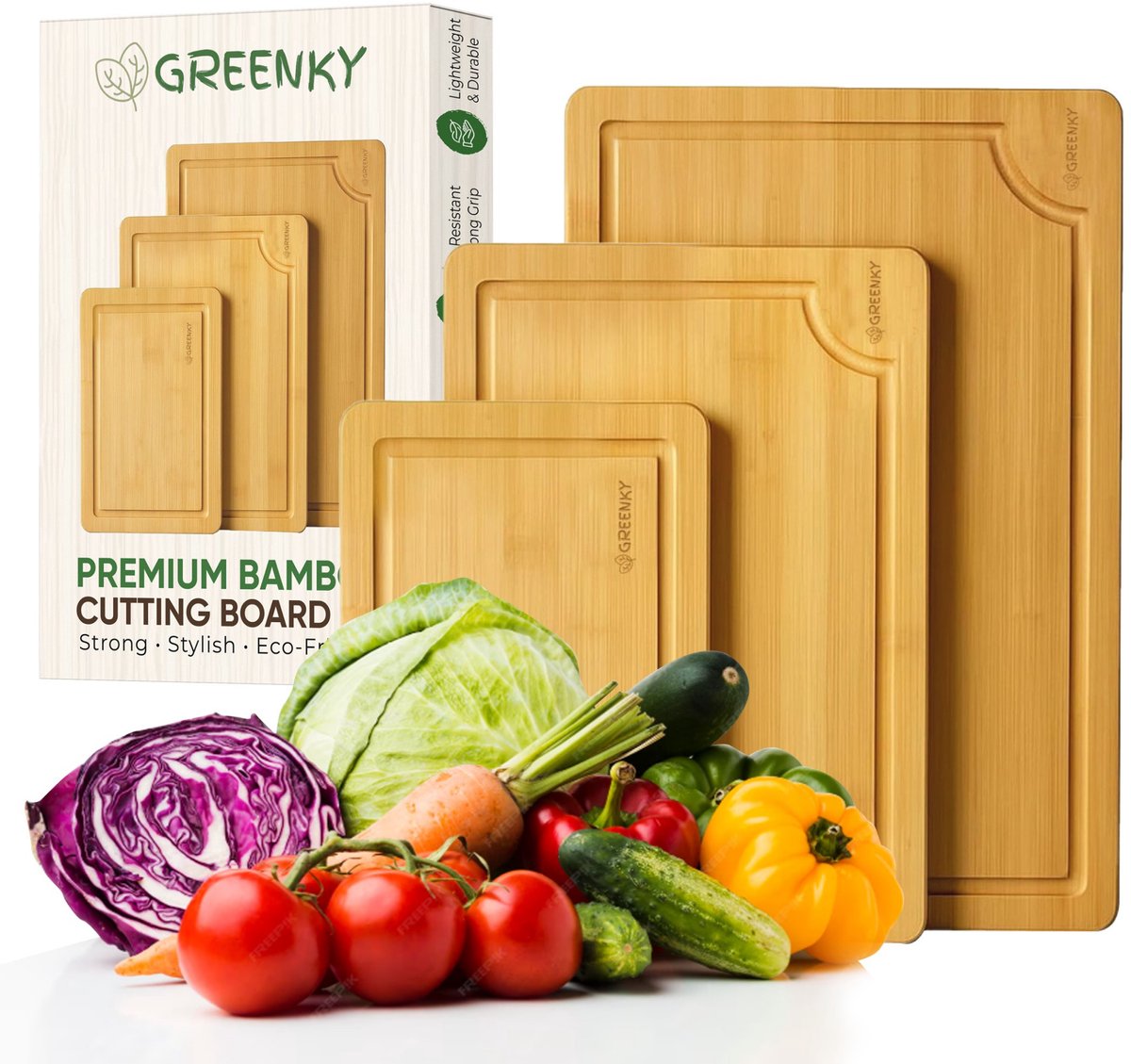 Greenky Bamboo Cutting Boards Set