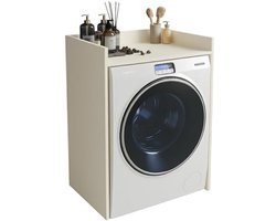 Geluidsarme wasmachinekast met extra plank - Zelfstandig meubel zonder boren - Kasjmier Beige
