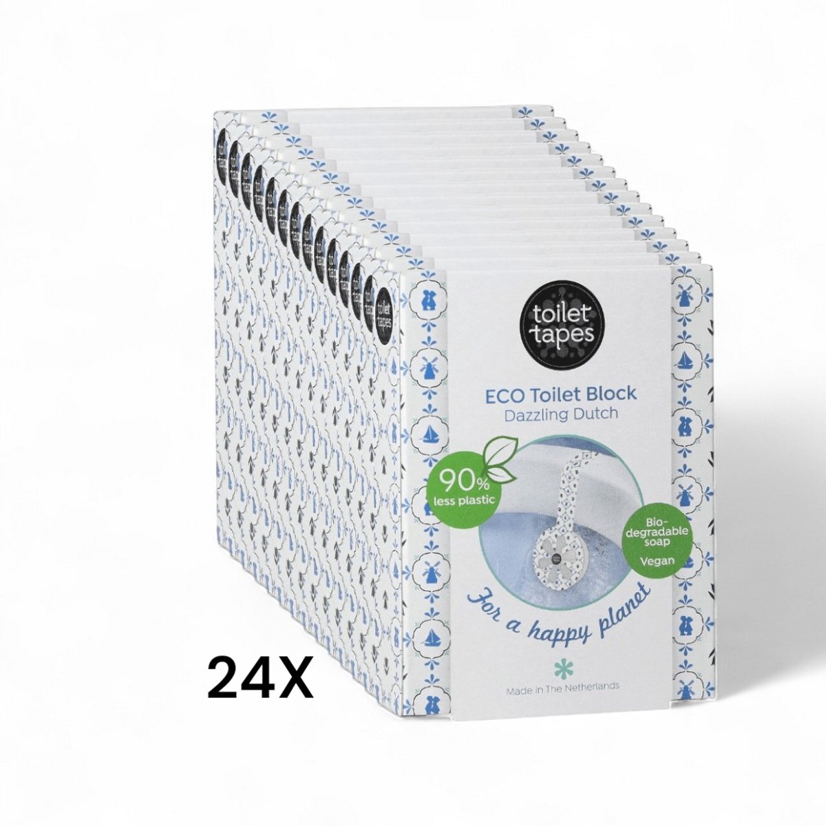 Toilet Tapes - Dazzling Dutch - voordeelverpakking - 24 stuks - Eco-vriendelijke WC Blokjes - 220+ Spoelbeurten - Tot 90% Minder Plastic, Efficiënte Toiletsteen - ook geschikt voor randloos toilet - duurzaam verpakt in FSC karton
