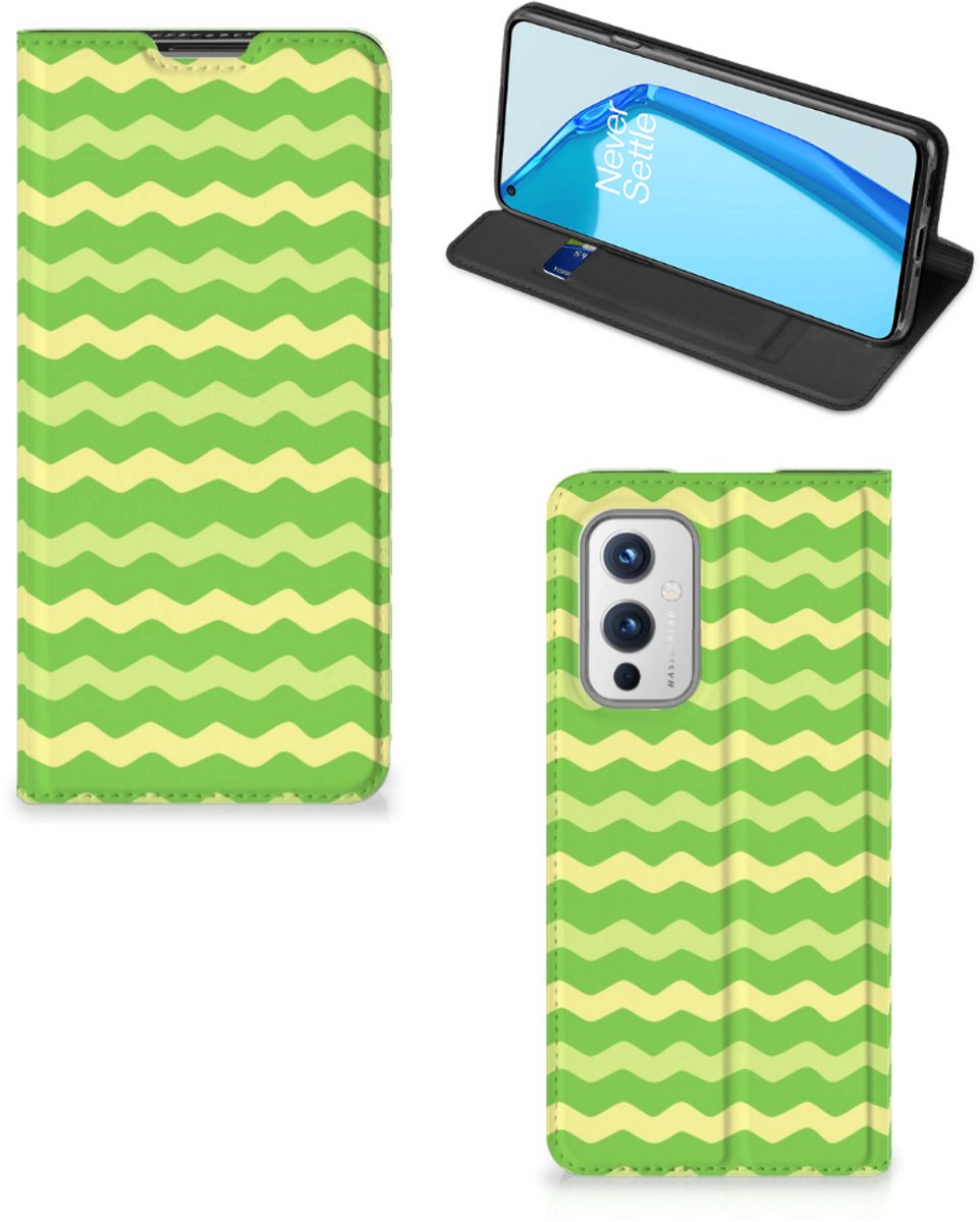 OnePlus 9 Hoesje met Magneet Waves Green