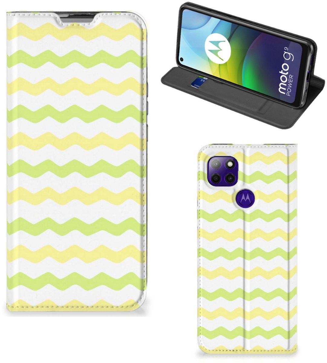 Motorola Moto G9 Power Hoesje met Magneet Waves Yellow
