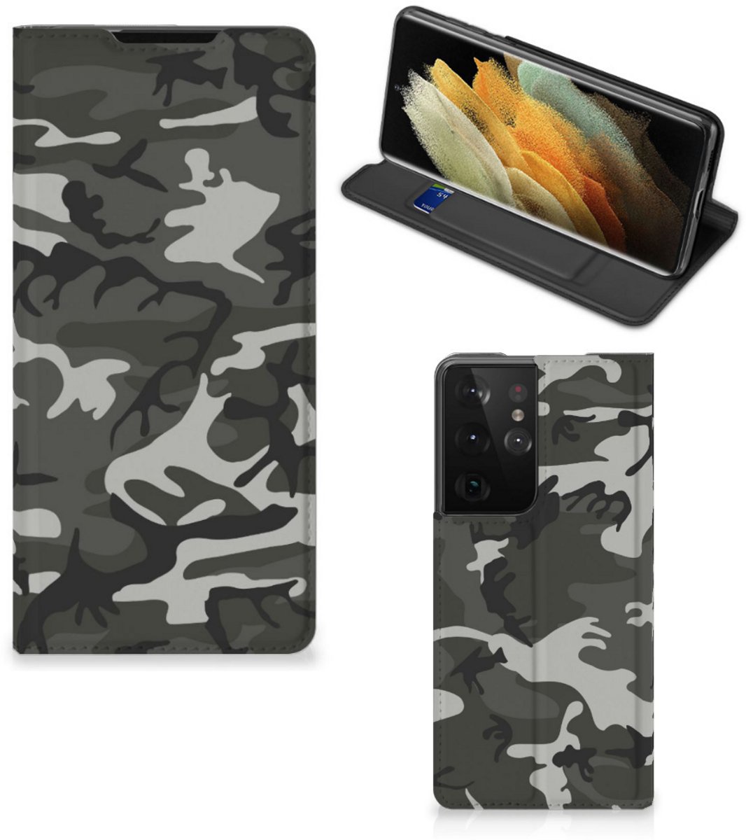 Samsung Galaxy S21 Ultra Hoesje met Magneet Army Light