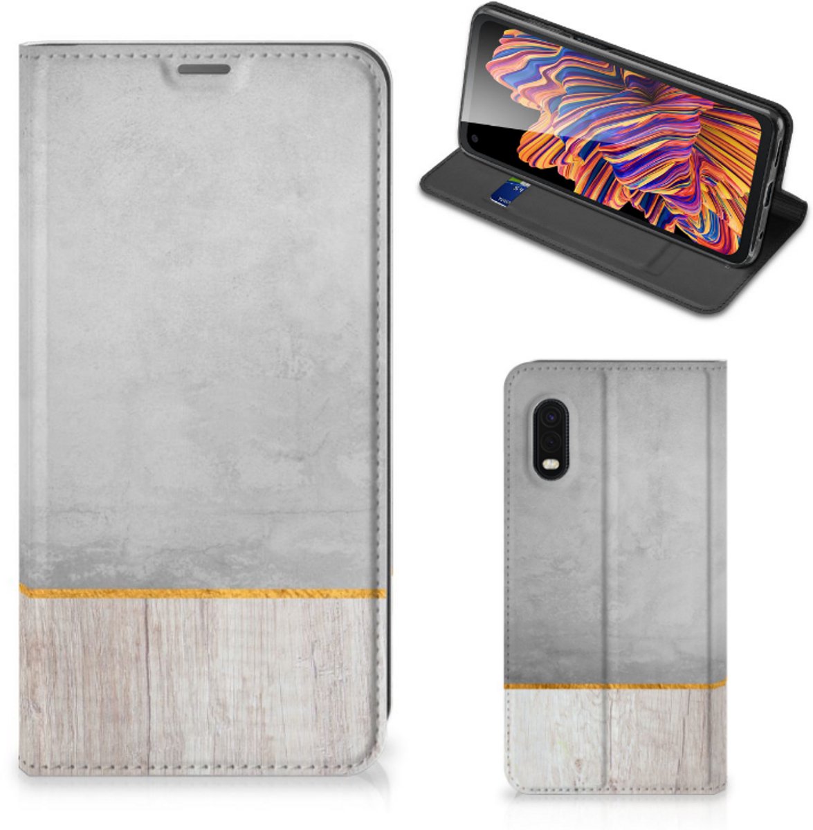 Book Case voor Samsung Xcover Pro Book Wallet Case Wood Concrete