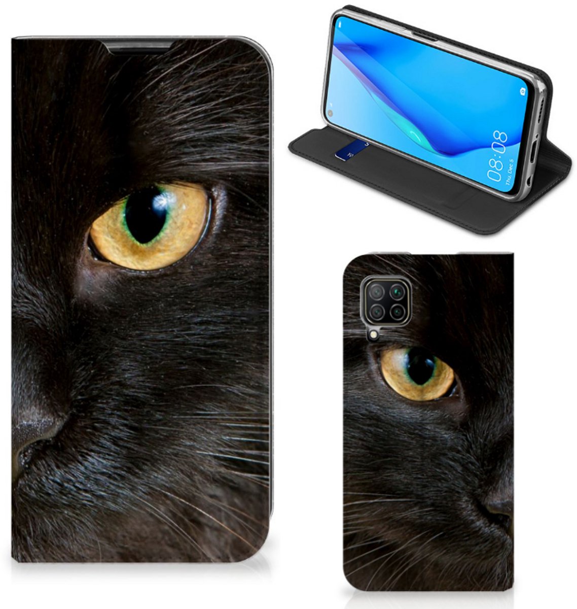 Huawei P40 Lite Hoesje maken Zwarte Kat