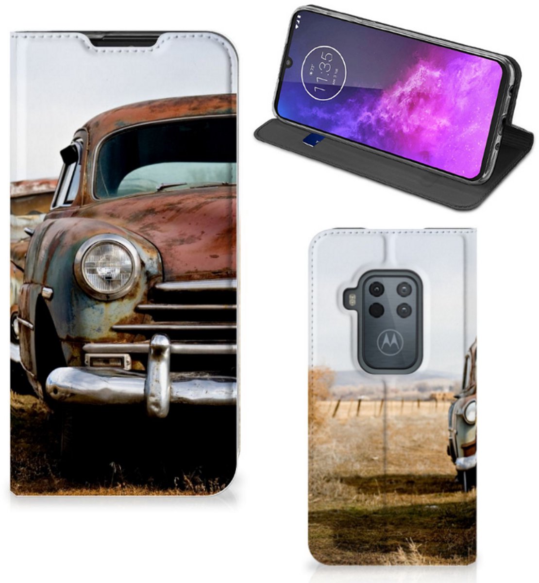 Motorola One Zoom Stand Case Vintage Auto