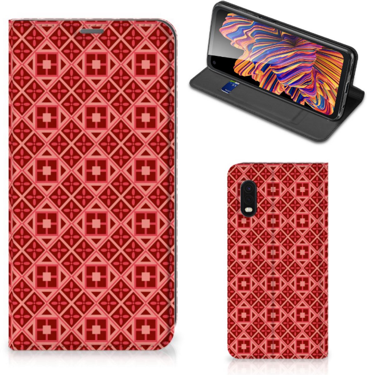 Samsung Xcover Pro Hoesje met Magneet Batik Rood