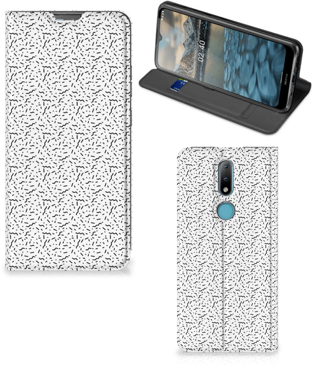 Nokia 2.4 Hoesje met Magneet Stripes Dots