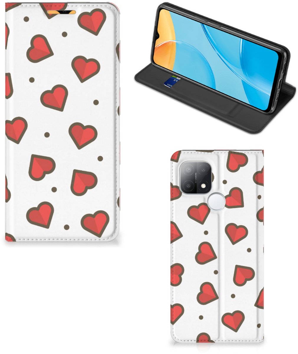OPPO A15 Hoesje met Magneet Hearts