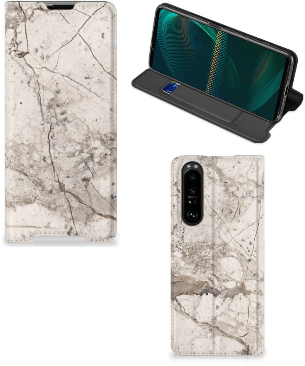 Book Case voor Sony Xperia 5 III Standcase Marmer Beige