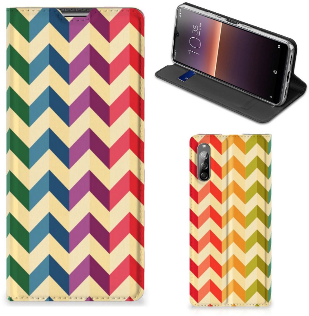 Sony Xperia L4 Hoesje met Magneet Zigzag Multi Color