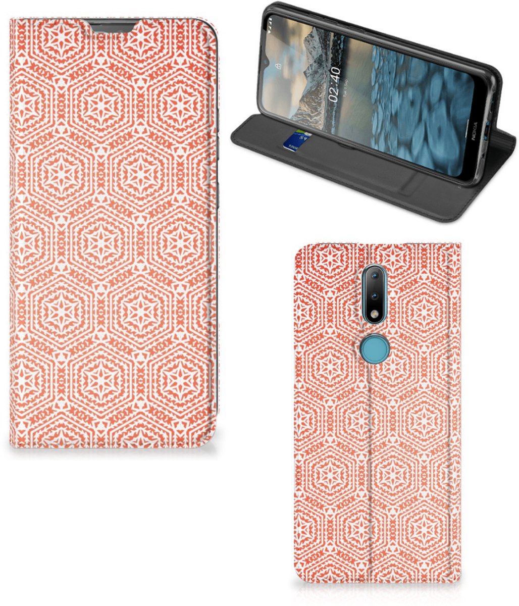Nokia 2.4 Hoesje met Magneet Pattern Orange