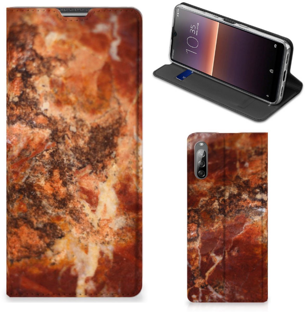 Sony Xperia L4 Standcase Marmer Bruin
