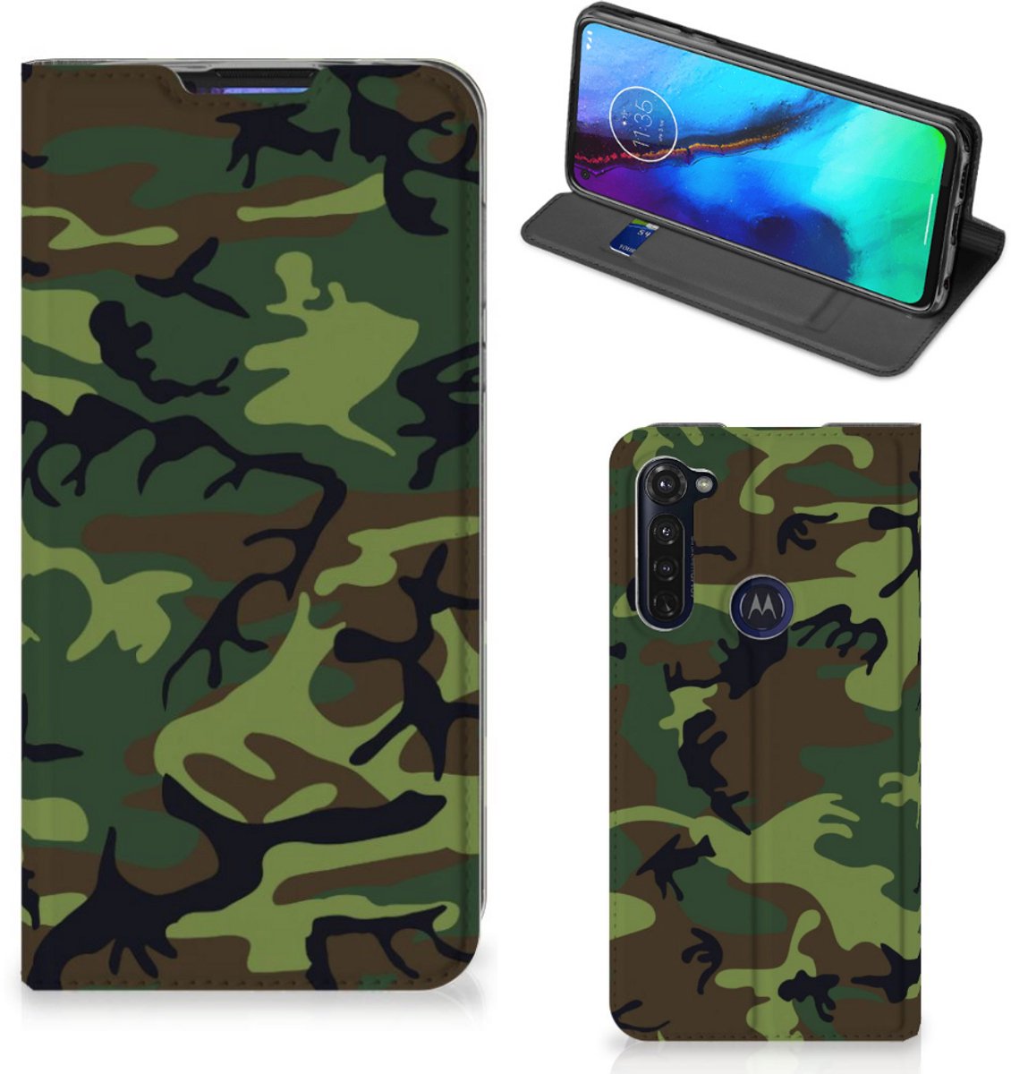 Book Case voor Motorola Moto G Pro Hoesje met Magneet Army Dark