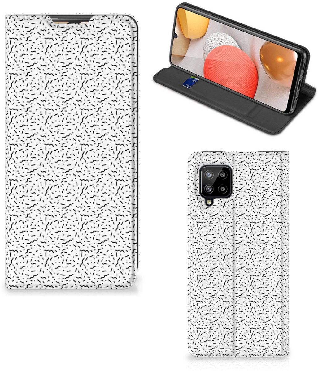 Standcase Hoesje voor Samsung Galaxy A42 Hoesje met Magneet Stripes Dots