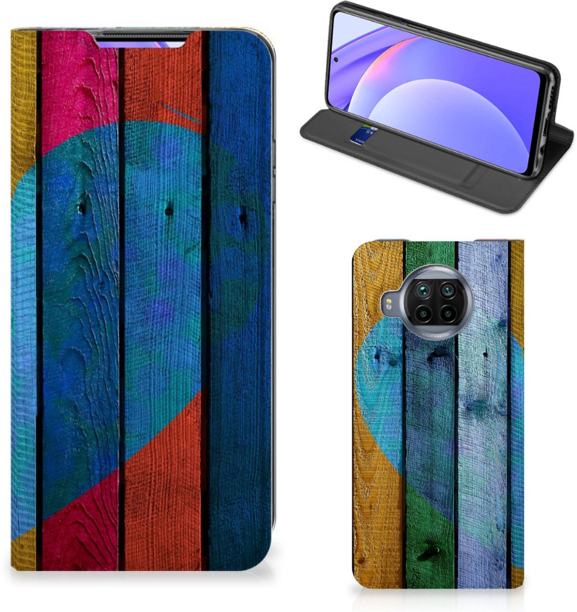 Xiaomi Mi 10T Lite Book Wallet Case Wood Heart - Cadeau voor je Vriend