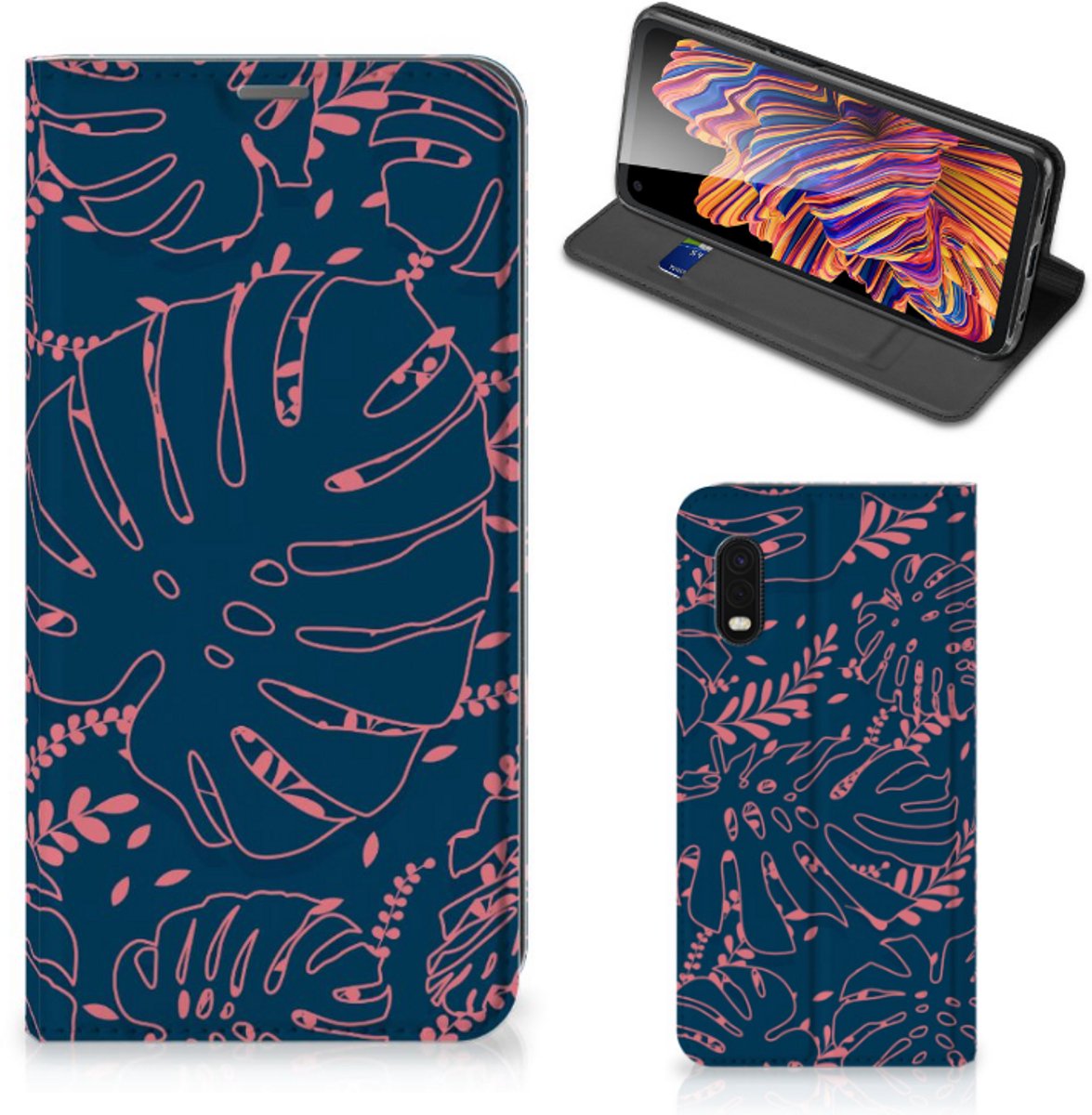Standcase Hoesje voor Samsung Xcover Pro Smart Cover Palm Leaves