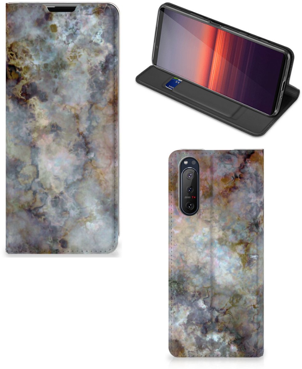 Standcase Hoesje voor Sony Xperia 5 II Standcase Marmer Grijs